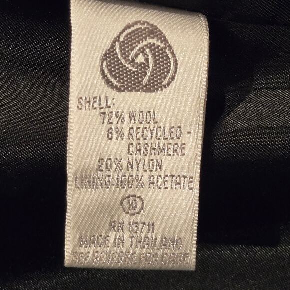 Vintage Y2K Lord & Taylor Wool Cashmere Double-Breasted Black Overcoat Size 10 - Picture 8 of 10